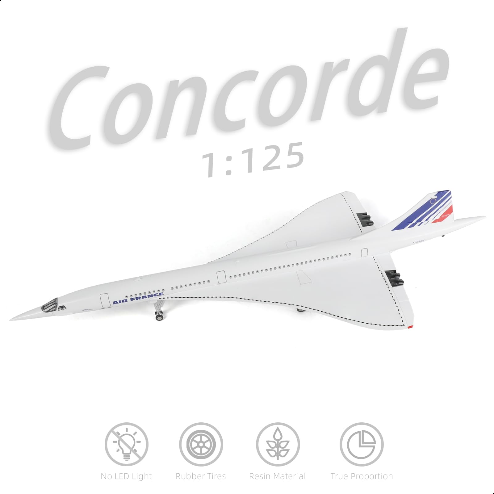 Amazon.com: NUOTIE 1/125 Scale Concorde Airplane Model Prebuilt